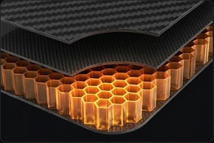 Exploded layers of PIRO T700 carbon fiber paddle construction